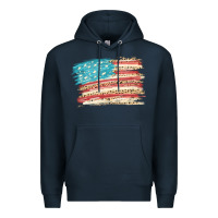 Navy American flag with leopard Premium Hoodie - HowdyJamesFarm