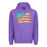 Purple American flag with leopard Premium Hoodie - HowdyJamesFarm