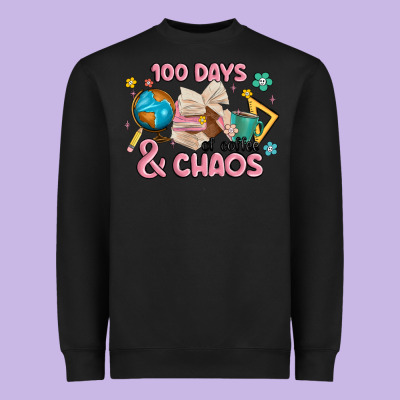 100 Days Of Coffe And Chaos Heavyweight Sweatshirt Designed By Maliassmallbusiness