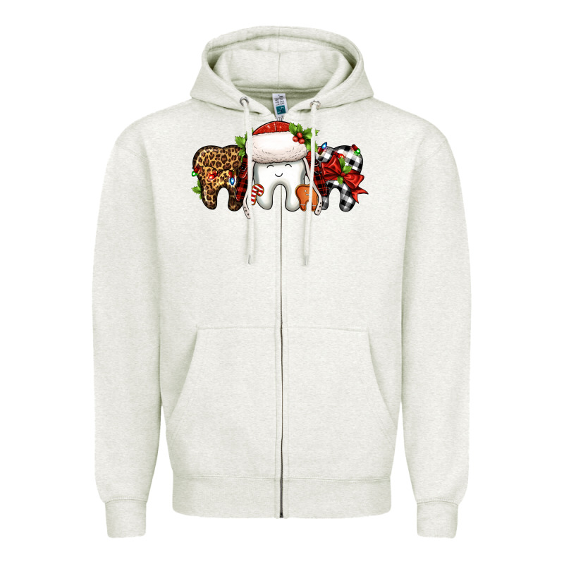 Christmas Teeth Dentist Zipper Hoodie by Jasminsmagicworld | Teevron
