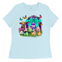 Baby Blue Easter Farm Animal Easter Day Ladies Tee - Neo Western