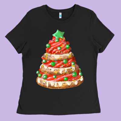 Red Christmas Cookie Cake Fa Element Ladies Tee Designed By Fadigitalartstudio