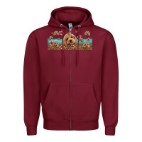 Burgundy floral cockapoo Zipper Hoodie - Jasminsmagicworld