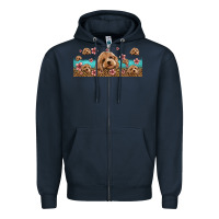 Navy floral cockapoo Zipper Hoodie - Jasminsmagicworld