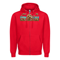 Red floral cockapoo Zipper Hoodie - Jasminsmagicworld