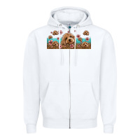 White floral cockapoo Zipper Hoodie - Jasminsmagicworld
