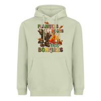 Matcha Flannels boots and bonfires Heavyweight Hoodie - NancyCooperArtShop