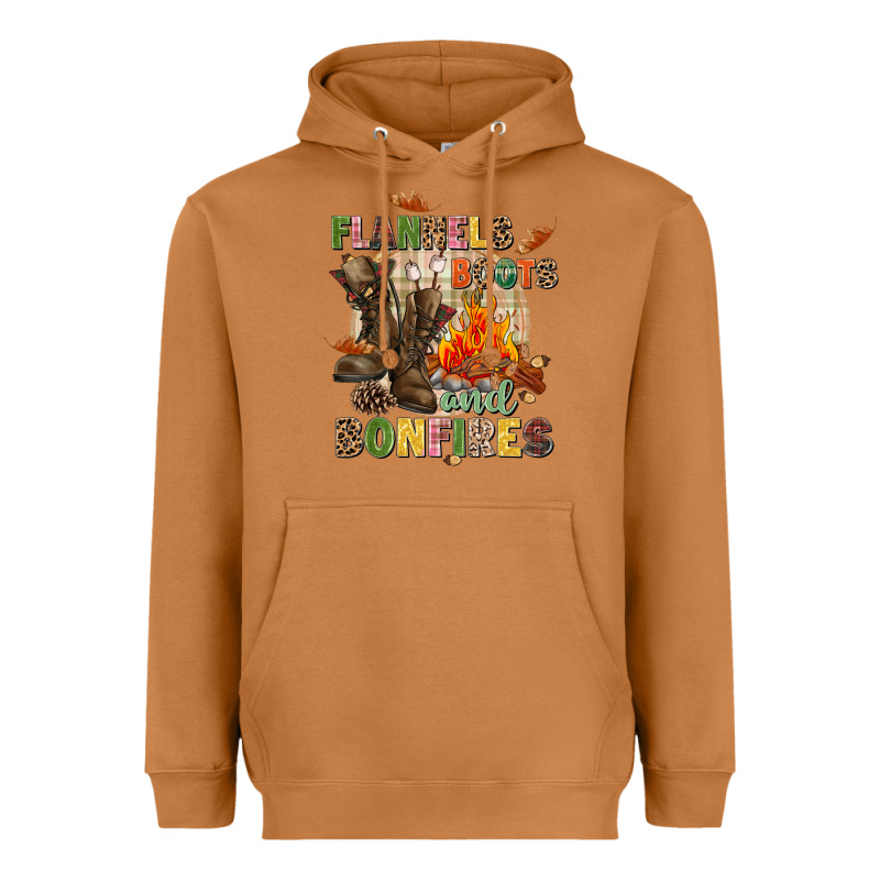 Flannels Boots And Bonfires Heavyweight Hoodie by NancyCooperArtShop | Teevron