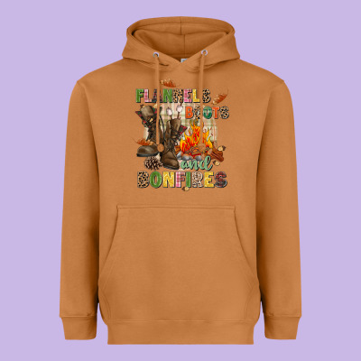 Flannels Boots And Bonfires Heavyweight Hoodie Designed By Nancycooperartshop