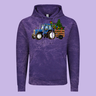 Blue Christmas Tractor Vintage Hoodie Designed By Ranaportraitstore