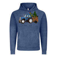 Vintage Denim Blue Christmas Tractor Vintage Hoodie - RanaPortraitStore