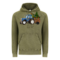 Vintage Olive Blue Christmas Tractor Vintage Hoodie - RanaPortraitStore
