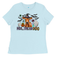 Baby Blue Moo I Mean Boo Ladies Tee - CowhideDigitalArt