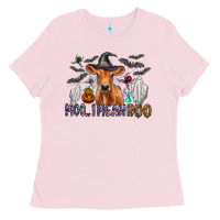 Bubblegum Pink Moo I Mean Boo Ladies Tee - CowhideDigitalArt