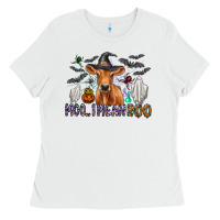 White Moo I Mean Boo Ladies Tee - CowhideDigitalArt
