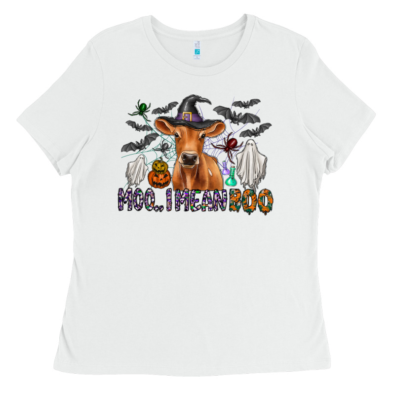 Moo I Mean Boo Ladies Tee by CowhideDigitalArt | Teevron