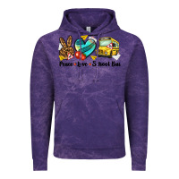 Cloud Purple peace love school bus Vintage Hoodie - NancyCooperArtShop