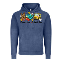 Vintage Denim peace love school bus Vintage Hoodie - NancyCooperArtShop