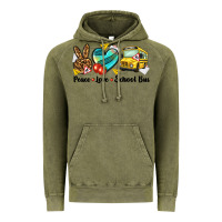 Vintage Olive peace love school bus Vintage Hoodie - NancyCooperArtShop