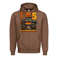 Chestnut i'm five this is how i roll monster truck birthday Zipper Hoodie - Jasminsmagicworld