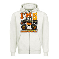 Oatmeal Heather i'm five this is how i roll monster truck birthday Zipper Hoodie - Jasminsmagicworld