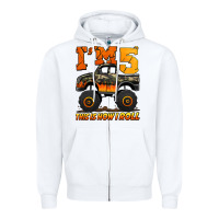 White i'm five this is how i roll monster truck birthday Zipper Hoodie - Jasminsmagicworld