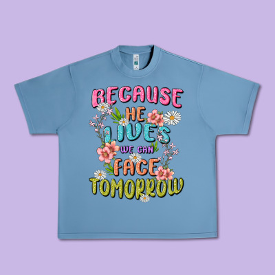 Because He Lives Face Tomorrow Urban Heavy Tee Designed By Maliassmallbusiness