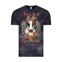 Cloud Black just a girl who loves goats Vintage Tee - Jasminsmagicworld