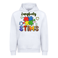 White Everybody stims Urban Hoodie - FaDigitalArtStudio