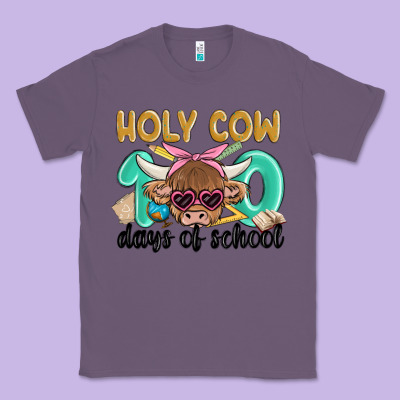 Holy Cow 100 Days Of School Classic Tee Designed By Maliassmallbusiness