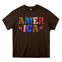 Chocolate Brown america thunderbolt Heavy Core Tee - HRA Design Shop