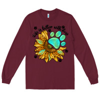 Burgundy life is better with dogs Long Sleeve Tee - NancyCooperArtShop