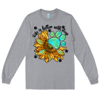 Heather Grey life is better with dogs Long Sleeve Tee - NancyCooperArtShop
