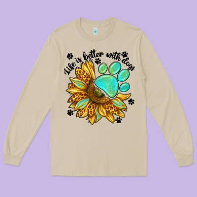 Life Is Better With Dogs Long Sleeve Tee Designed By Nancycooperartshop
