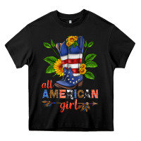 Black all american girl cowboy boot with sunflower Heavy Core Tee - HRA Design Shop
