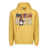 Antique Gold American papa with gnome 4th of july Premium Hoodie - HowdyJamesFarm