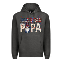 Charcoal Heather American papa with gnome 4th of july Premium Hoodie - HowdyJamesFarm