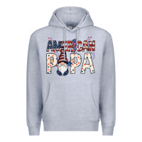 Heather Grey American papa with gnome 4th of july Premium Hoodie - HowdyJamesFarm