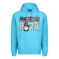 Ocean Blue American papa with gnome 4th of july Premium Hoodie - HowdyJamesFarm