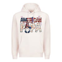Pale Pink American papa with gnome 4th of july Premium Hoodie - HowdyJamesFarm