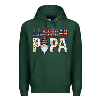 Sports Green American papa with gnome 4th of july Premium Hoodie - HowdyJamesFarm