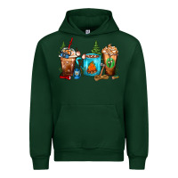 Forest Green Camping Coffee Cups Urban Hoodie - FaDigitalArtStudio