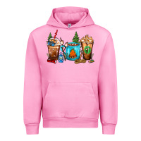 Fuchsia Pink Camping Coffee Cups Urban Hoodie - FaDigitalArtStudio