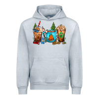 Heather Grey Camping Coffee Cups Urban Hoodie - FaDigitalArtStudio