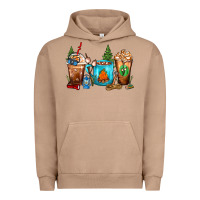 Pigment Burro Camping Coffee Cups Urban Hoodie - FaDigitalArtStudio