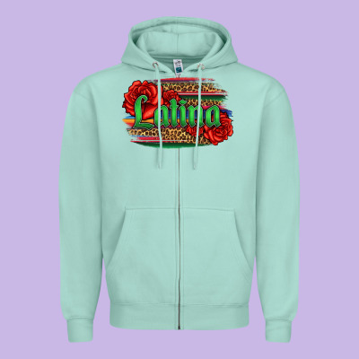 Latina With Serape And Roses Zipper Hoodie Designed By Jasminsmagicworld