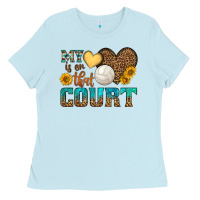 Baby Blue my heart is on that court Ladies Tee - HRA Design Shop