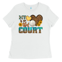 White my heart is on that court Ladies Tee - HRA Design Shop