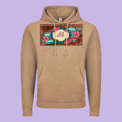 Preview Western Pink Flovers Leopard Serape   License Plate Template Vintage Hoodie Designed By Barkaloodesign