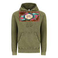 Vintage Olive preview western pink flovers leopard serape   license plate template Vintage Hoodie - BarkalooDesign